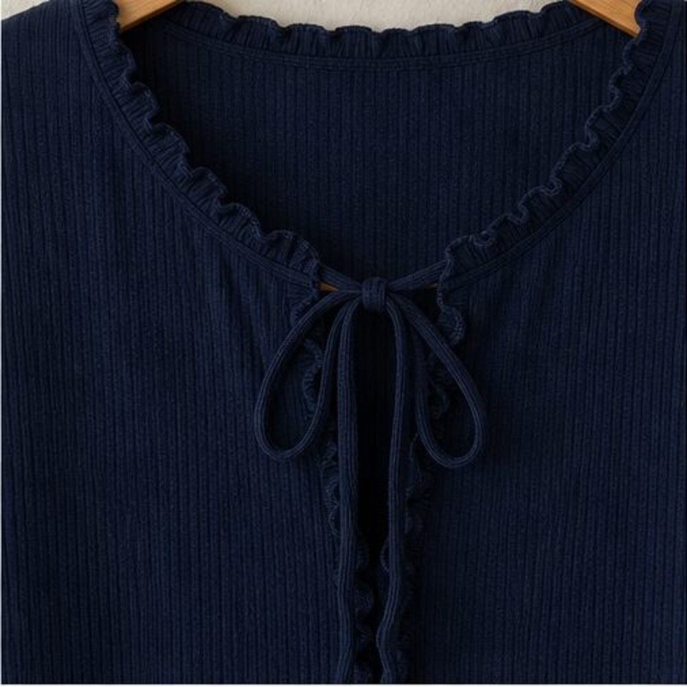 Navy Ruffle Blouse - Picture 4 of 6